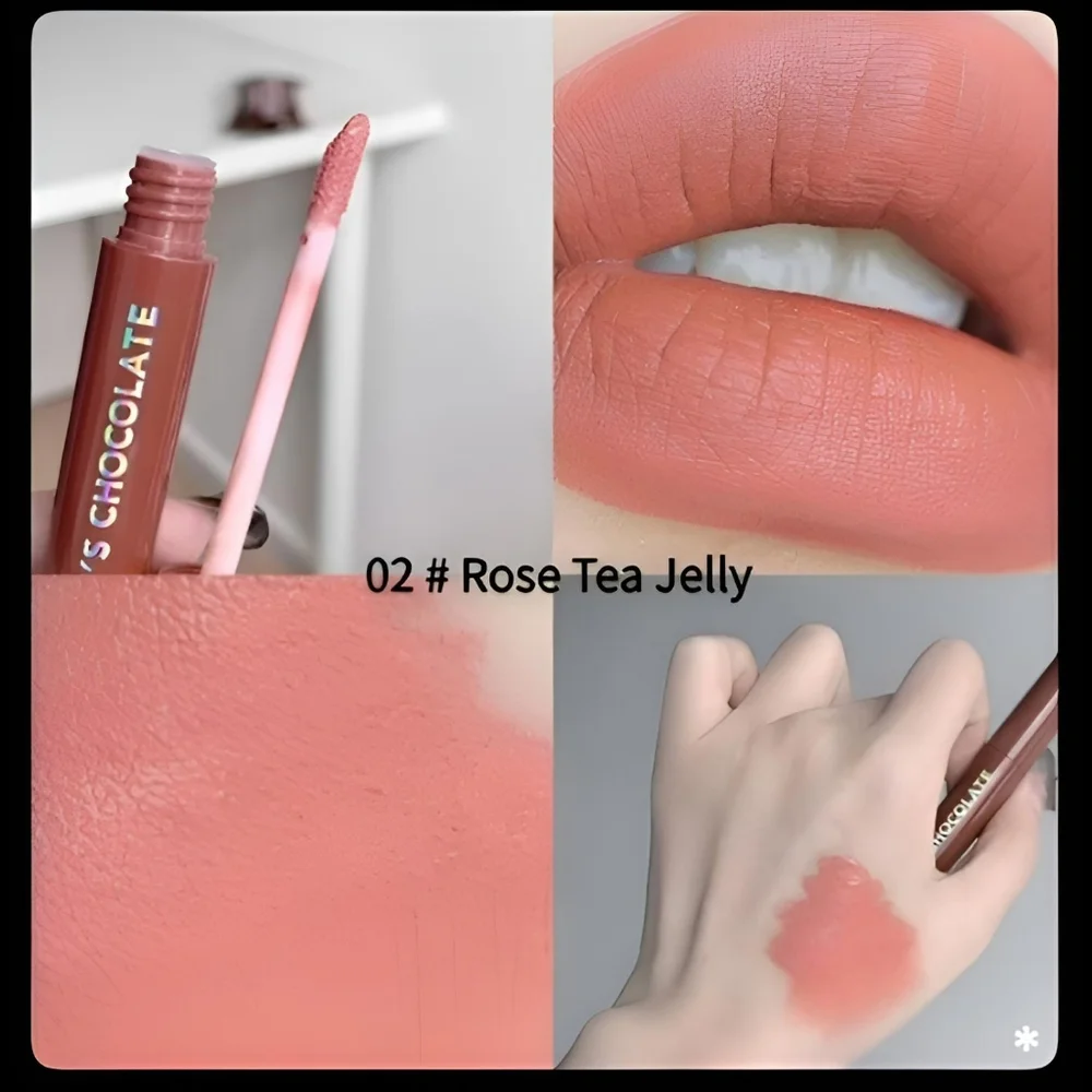 🆕TEMPTATION KISS LAVA CHOCOLATE MATTE LIP GLAZE SET OF 5 IN CHOCOLATE PACKAGE